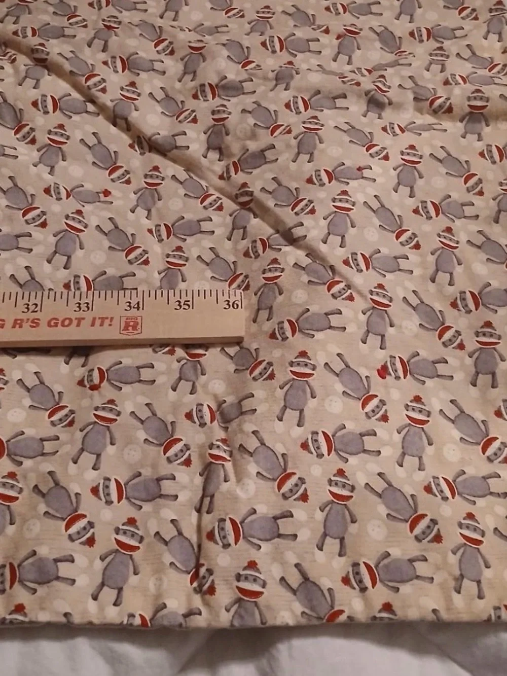 Vintage Baby Quilt Handmade Sock & Red Monkey Print Receiving Blanket
